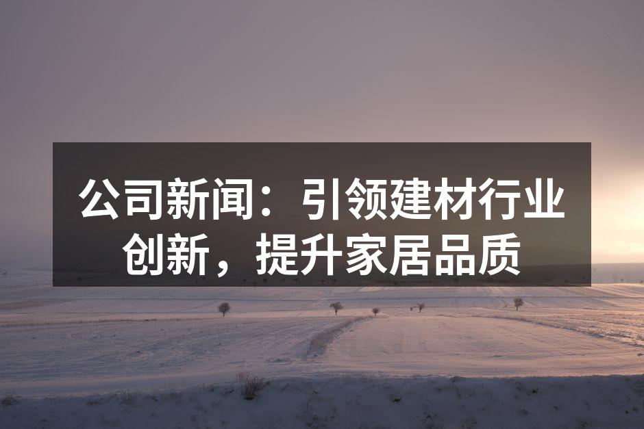 公司新闻：引领建材行业创新，提升家居品质